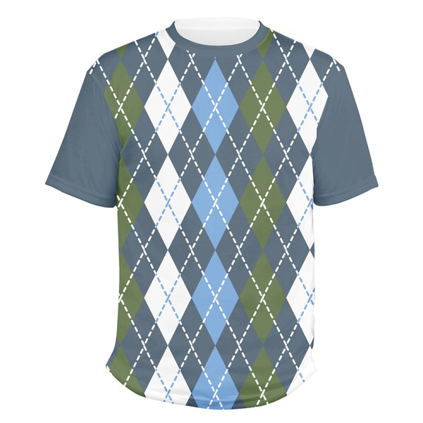 Custom Blue Argyle Men's Crew T-Shirt - X Large