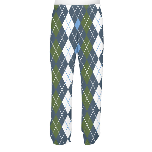 Blue Argyle Men's Pjs Back - on model