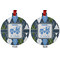 Blue Argyle Metal Ball Ornament - Front and Back
