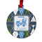 Blue Argyle Metal Ball Ornament - Front