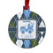 Blue Argyle Metal Ball Ornament - Double Sided w/ Name or Text