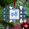 Blue Argyle Metal Benilux Ornament - Lifestyle