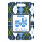 Blue Argyle Metal Luggage Tag - Front Without Strap