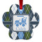 Blue Argyle Metal Paw Ornament - Front