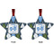 Blue Argyle Metal Star Ornament - Front and Back