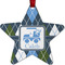 Blue Argyle Metal Star Ornament - Front