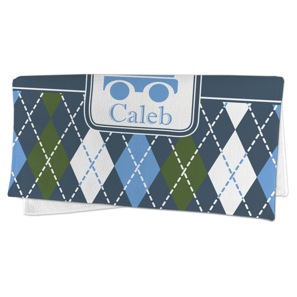 Blue Argyle Microfiber Dish Rag - FOLDED (half)