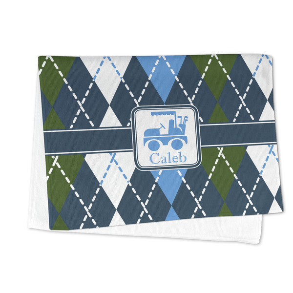 Blue Argyle Microfiber Dish Towel - FOLDED HALF
