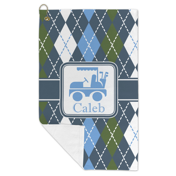 Blue Argyle Microfiber Golf Towels - FOLD
