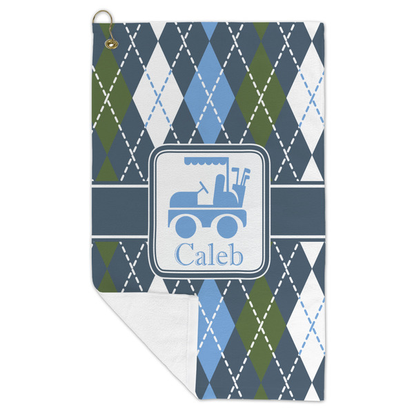 Blue Argyle Microfiber Golf Towels - FOLD