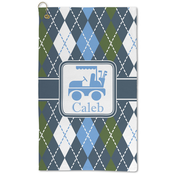 Custom Blue Argyle Microfiber Golf Towel (Personalized)
