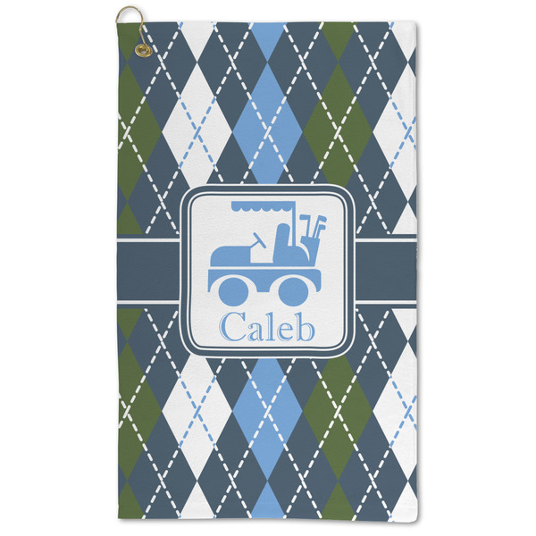 Custom Blue Argyle Microfiber Golf Towel - Large (Personalized)