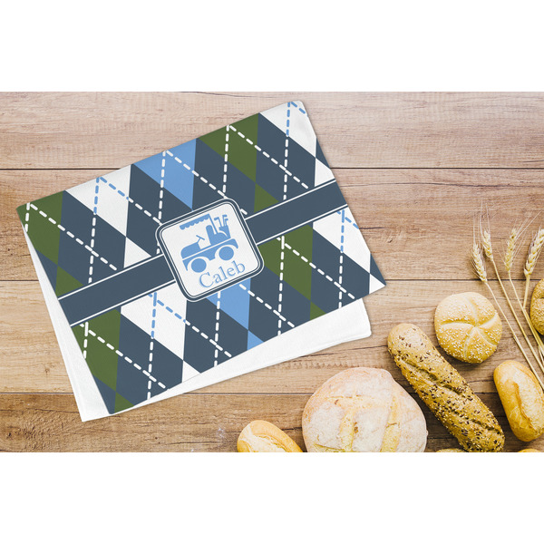 Blue Argyle Microfiber Kitchen Towel - LIFESTYLE