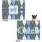 Blue Argyle Microfleece Dog Blanket - Large- Front & Back