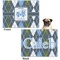 Blue Argyle Microfleece Dog Blanket - Regular - Front & Back