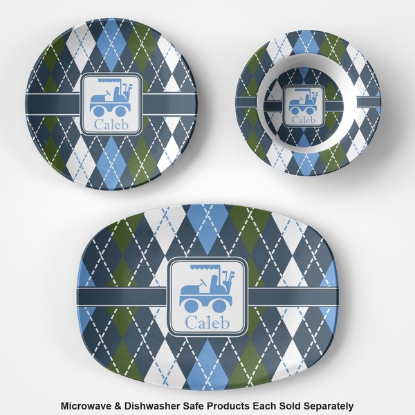Blue Argyle Microwave & Dishwasher Safe CP Plastic Dishware - Group