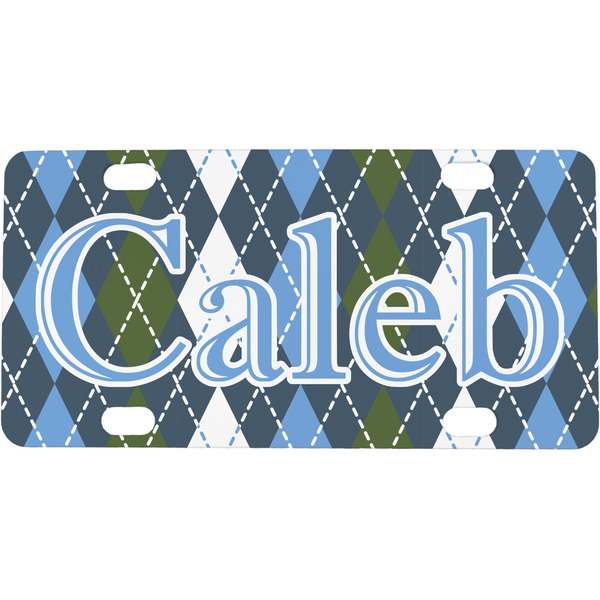 Custom Blue Argyle Mini/Bicycle License Plate (Personalized)