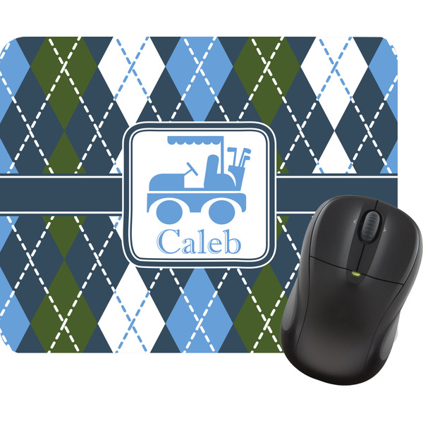 Custom Blue Argyle Rectangular Mouse Pad (Personalized)