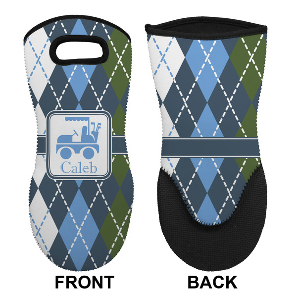 Blue Argyle Neoprene Oven Mitt (Front & Back)