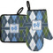 Blue Argyle Right Oven Mitt & Pot Holder Set w/ Name or Text