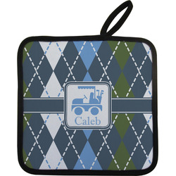 Blue Argyle Pot Holder w/ Name or Text