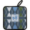 Blue Argyle Pot Holder w/ Name or Text