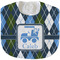 Blue Argyle Velour Baby Bib w/ Name or Text