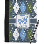 Blue Argyle Notebook Padfolio - Large w/ Name or Text