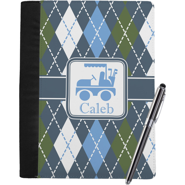 Custom Blue Argyle Notebook Padfolio - Large w/ Name or Text
