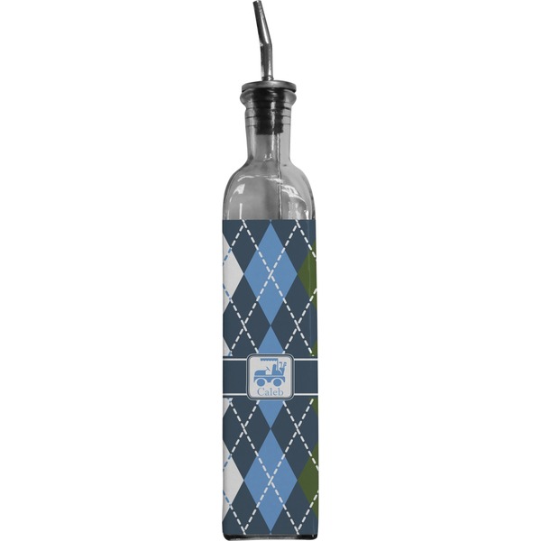 Custom Blue Argyle Oil Dispenser Bottle (Personalized)