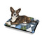 Blue Argyle Outdoor Dog Beds - Medium - IN CONTEXT