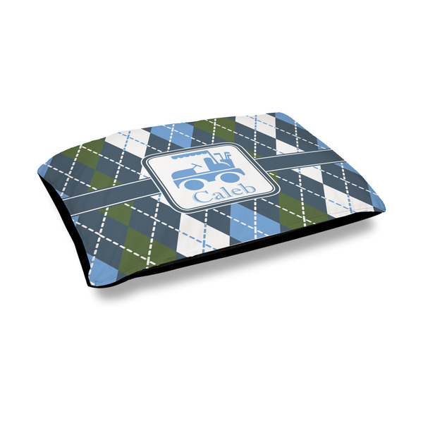 Custom Blue Argyle Outdoor Dog Bed - Medium (Personalized)