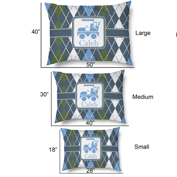 Blue Argyle Outdoor Dog Beds - SIZE CHART