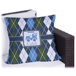 Blue Argyle Outdoor Pillow (Personalized)