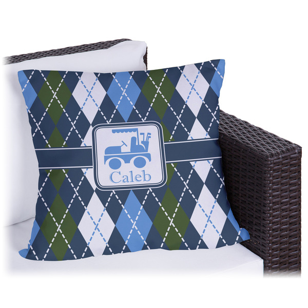 Custom Blue Argyle Outdoor Pillow - 20" (Personalized)