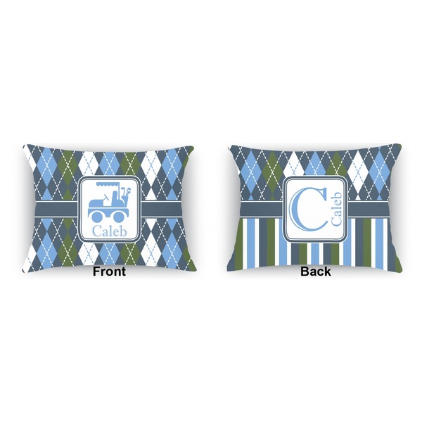 Blue Argyle  Outdoor Rectangular Throw Pillow (Front and Back)