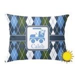 Blue Argyle Outdoor Throw Pillow (Rectangular) (Personalized)