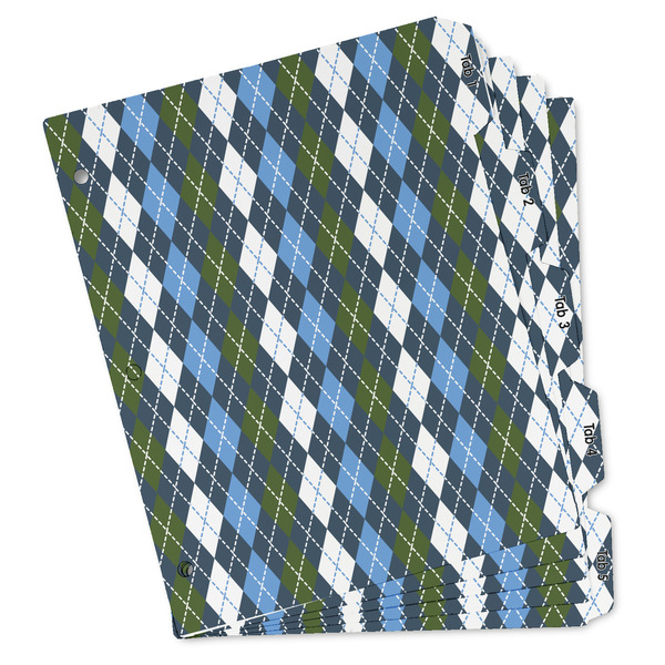 Custom Blue Argyle Binder Tab Divider - Set of 5 (Personalized)