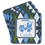 Blue Argyle Paper Coasters w/ Name or Text