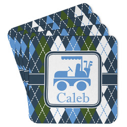 Blue Argyle Paper Coasters (Personalized)