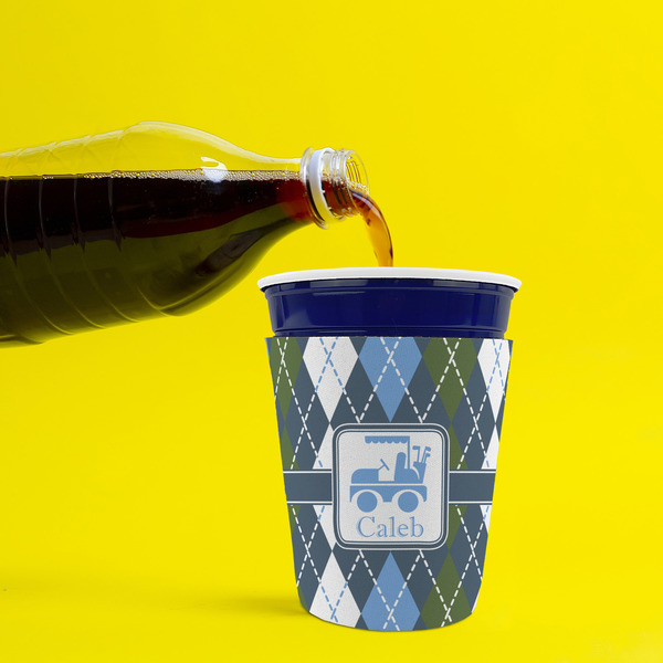 Blue Argyle Party Cup Sleeves - without bottom - Lifestyle