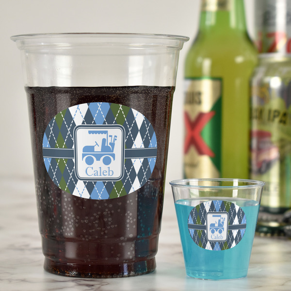 Blue Argyle Party Cups - 16oz - In Context