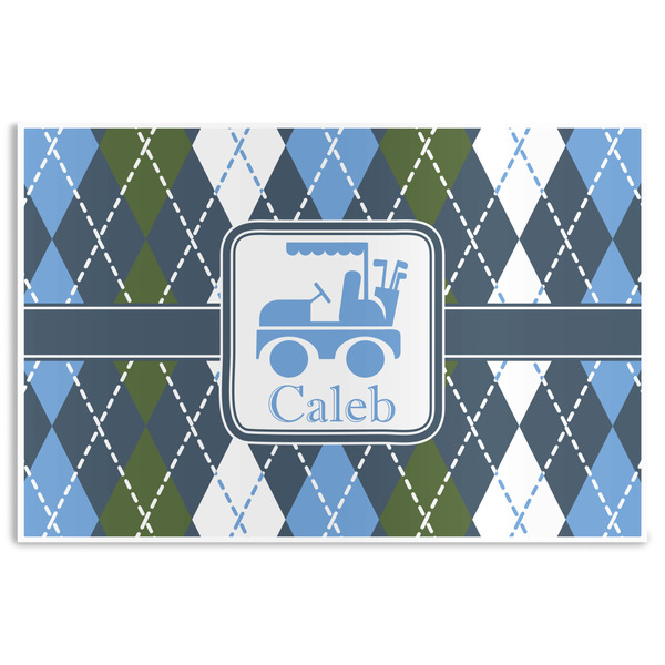 Custom Blue Argyle Disposable Paper Placemats (Personalized)