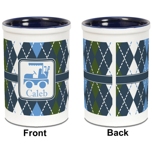 Blue Argyle Pencil Holder - Blue - approval