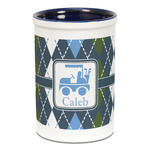 Blue Argyle Ceramic Pencil Holders - Blue