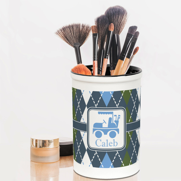 Blue Argyle Pencil Holder - LIFESTYLE makeup