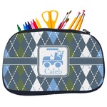 Blue Argyle Neoprene Pencil Case - Medium w/ Name or Text