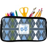 Blue Argyle Neoprene Pencil Case - Small w/ Name or Text