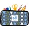Blue Argyle Neoprene Pencil Case - Small w/ Name or Text