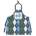 Blue Argyle Apron Without Pockets w/ Name or Text